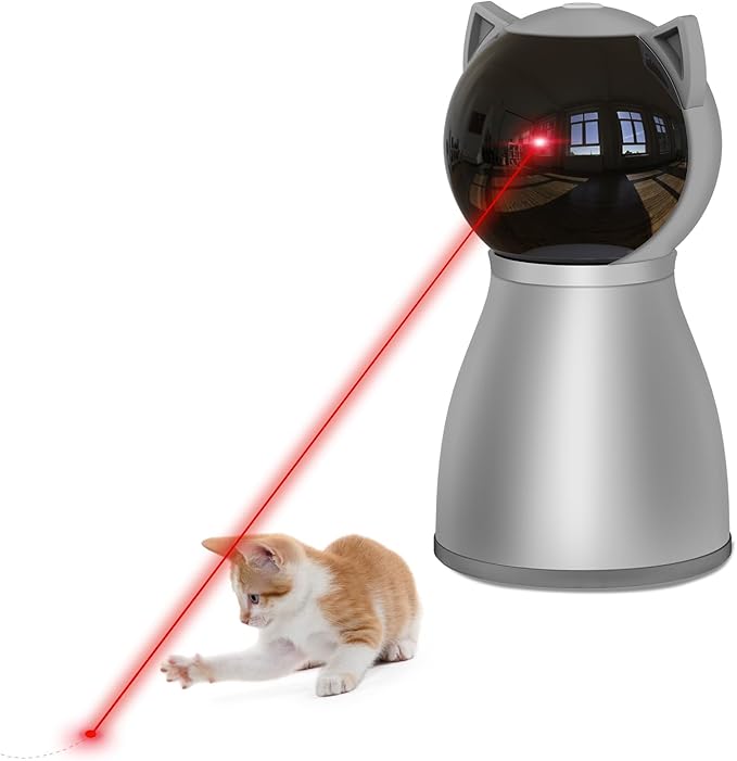 51Eo4xV+kGL._AC_SX679_ Automatic Laser Cat Toy for Indoor Cats, Real Random Motion Rechargeable Interactive Toy for Bored Cats & Kittens, Motion Activated, Gray - Image 1